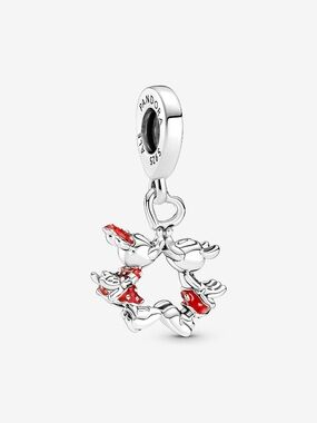 Pandora Sterling Silver Minnie & Daisy Flower Dangle Charm with Red Enamel